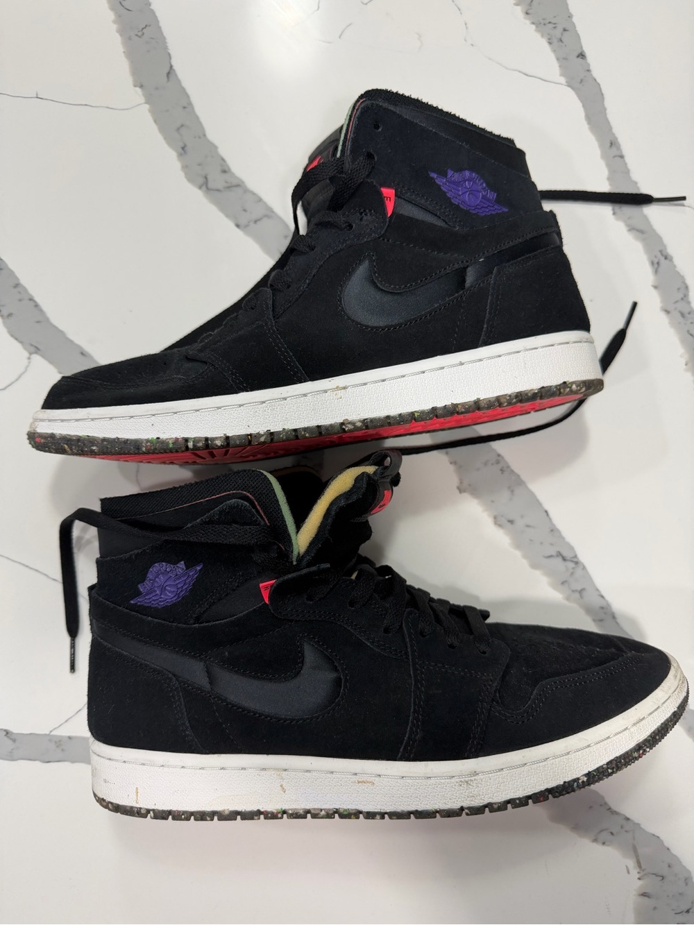 Nike Air Jordan 1 High Zoom Black with Purple/Crimson Accents - Men's 10.5